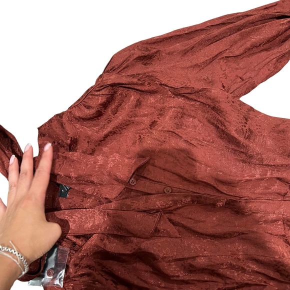 Express Rusty Ruffle Long Sleeve Dress Size Medium - Picture 5 of 5